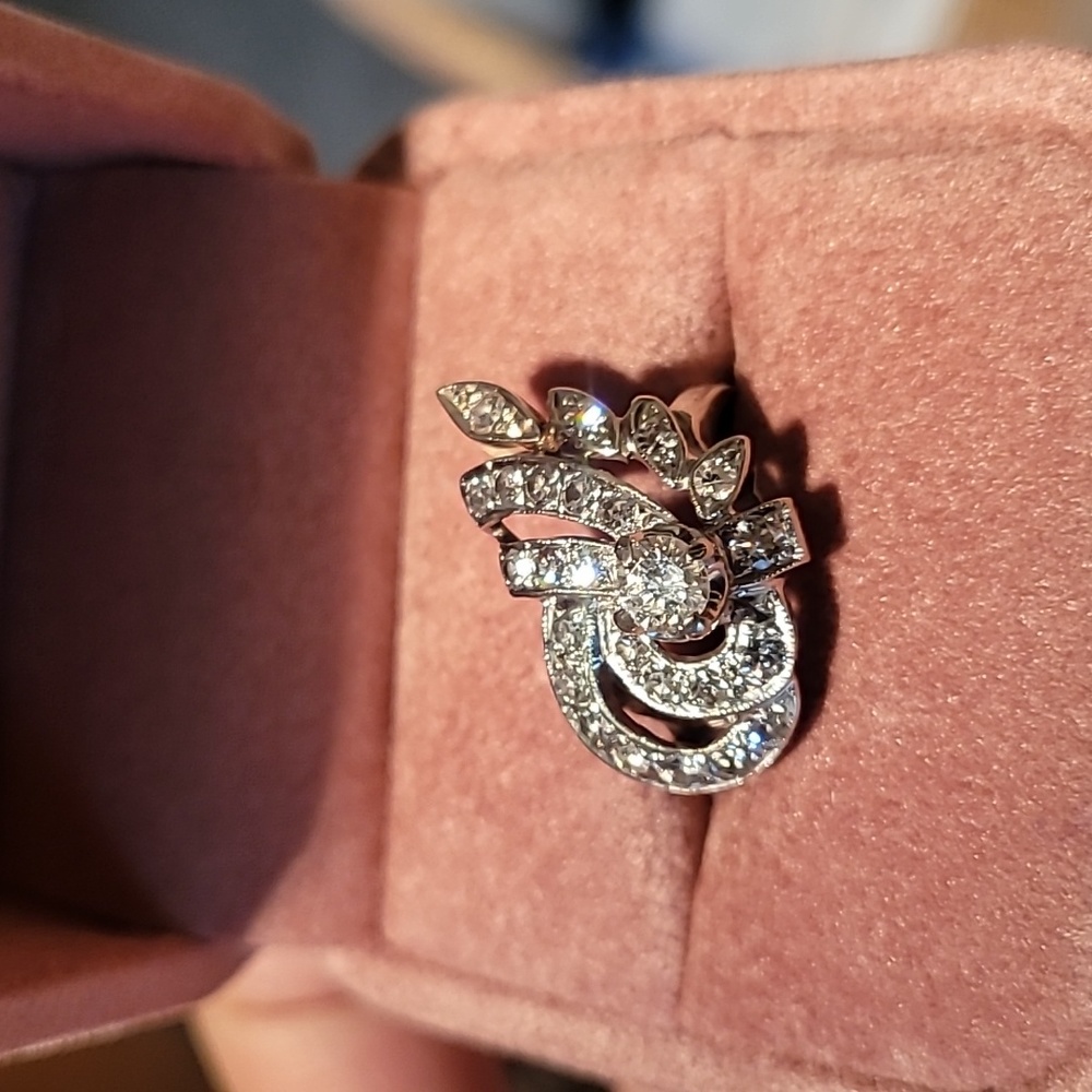 14k art deco vintage diamond ring - Picture 3 of 6